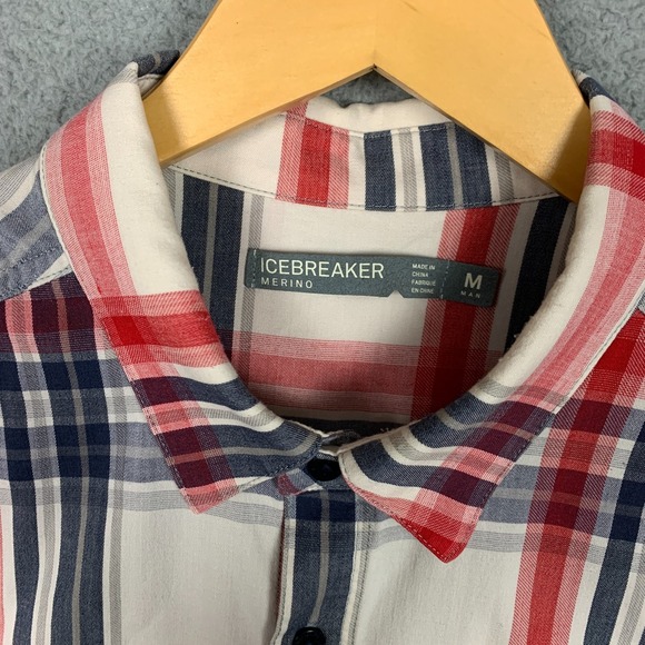 Icebreaker Compass Shirt Mens Medium M Multi Plaid Wool Blend Cool Lite Lot of 2 - Picture 7 of 15